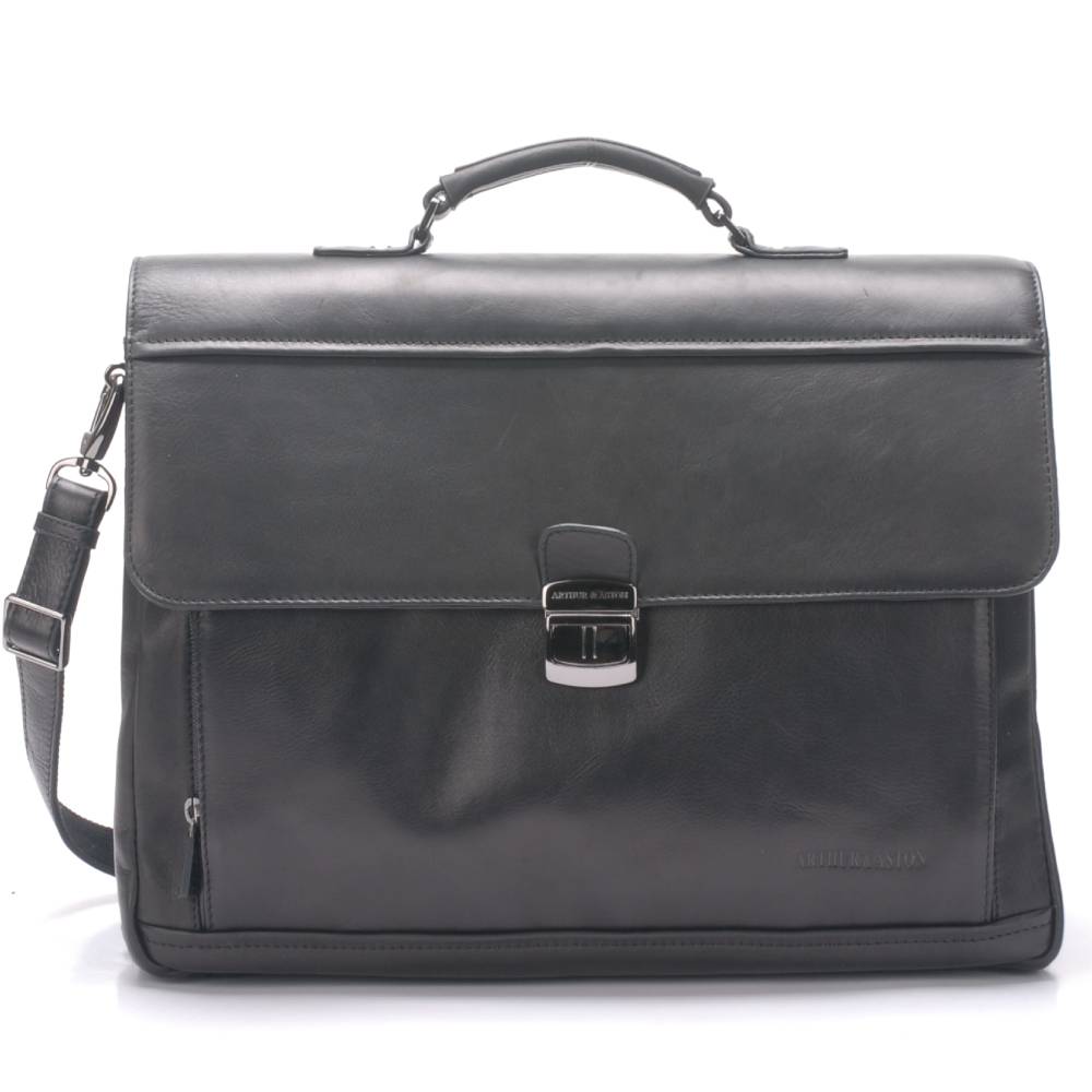 Pablo 3-gusset briefcase in dipped leather