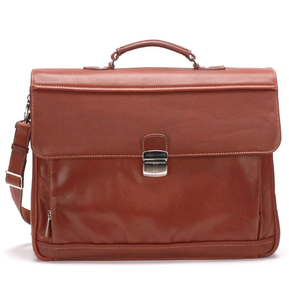 Pablo 3-gusset briefcase in dipped leather