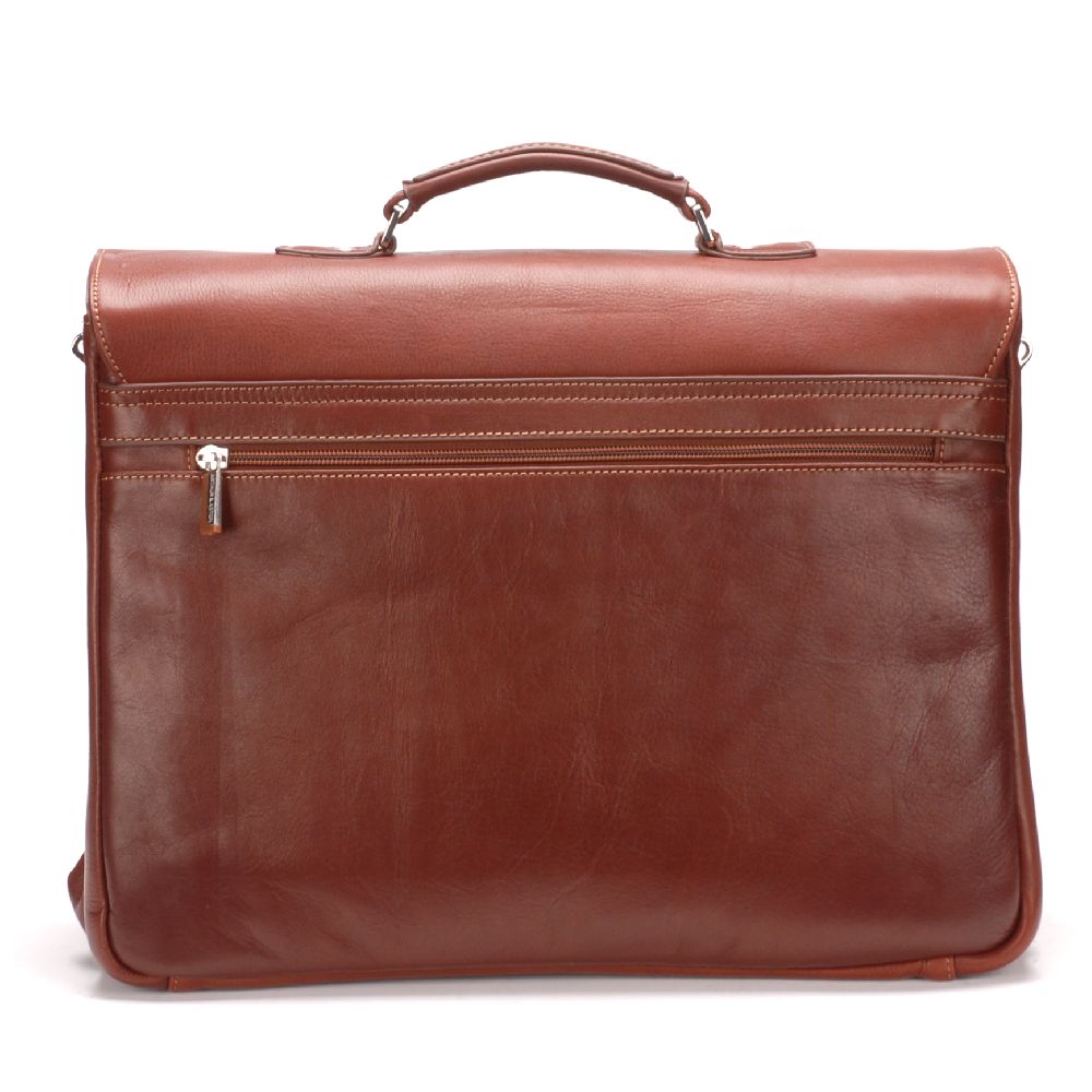 Pablo 3-gusset briefcase in dipped leather