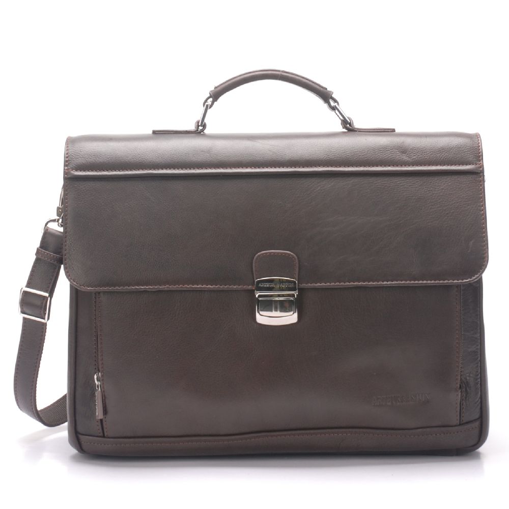 Pablo 3-gusset briefcase in dipped leather