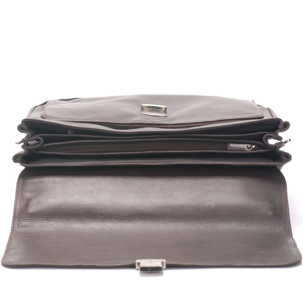 Pablo 3-gusset briefcase in dipped leather