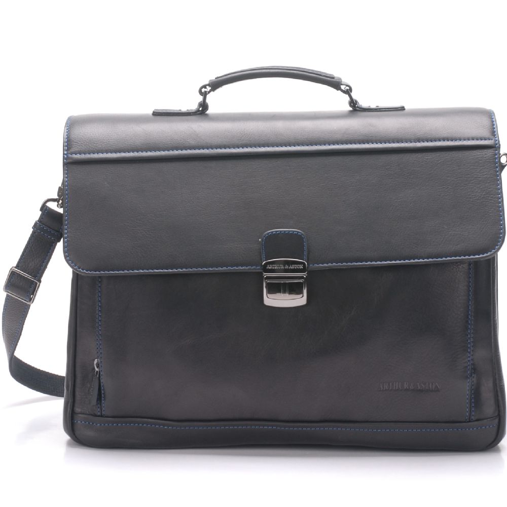 Pablo 3-gusset briefcase in dipped leather