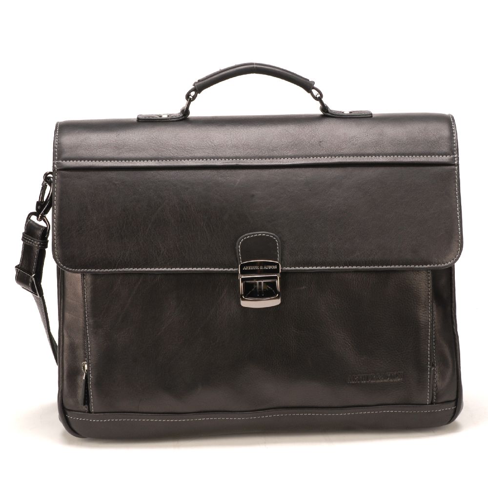 Pablo 3-gusset briefcase in dipped leather