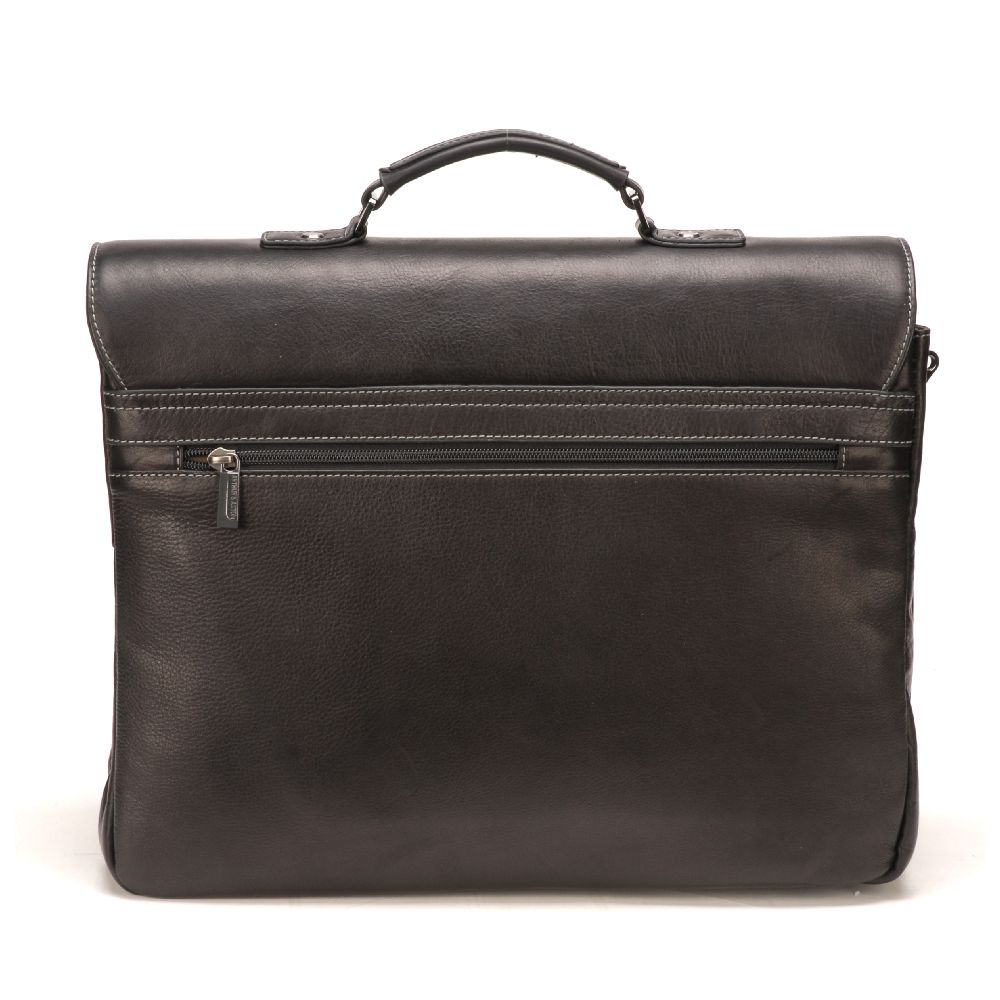 Pablo 3-gusset briefcase in dipped leather