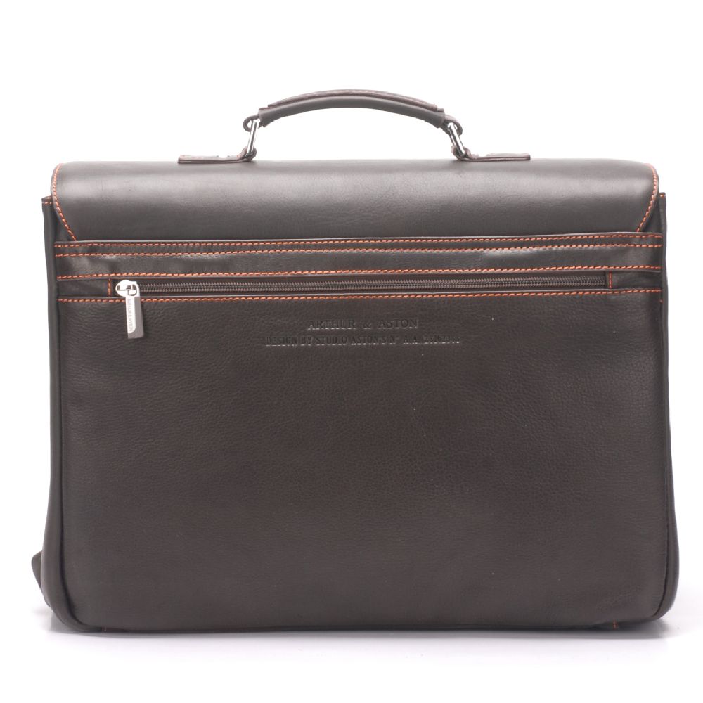 Pablo 3-gusset briefcase in dipped leather