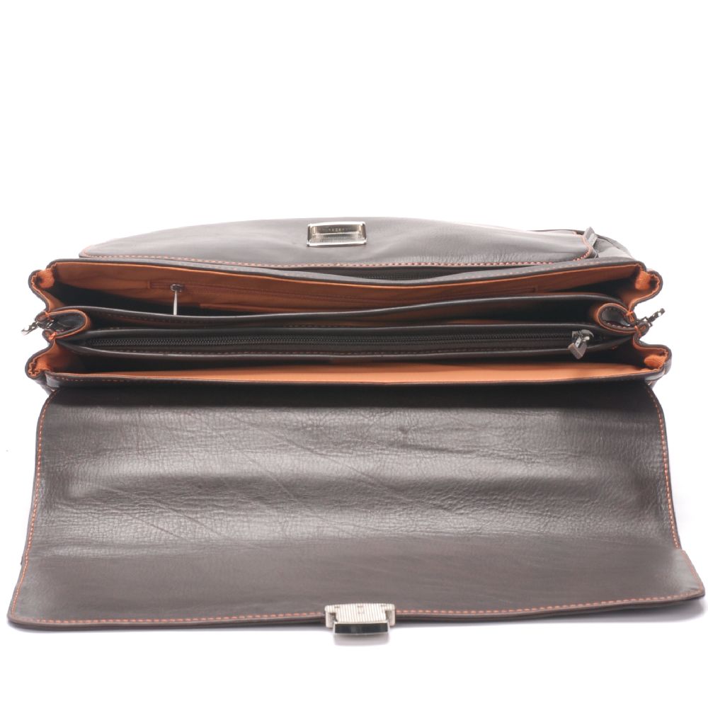 Pablo 3-gusset briefcase in dipped leather