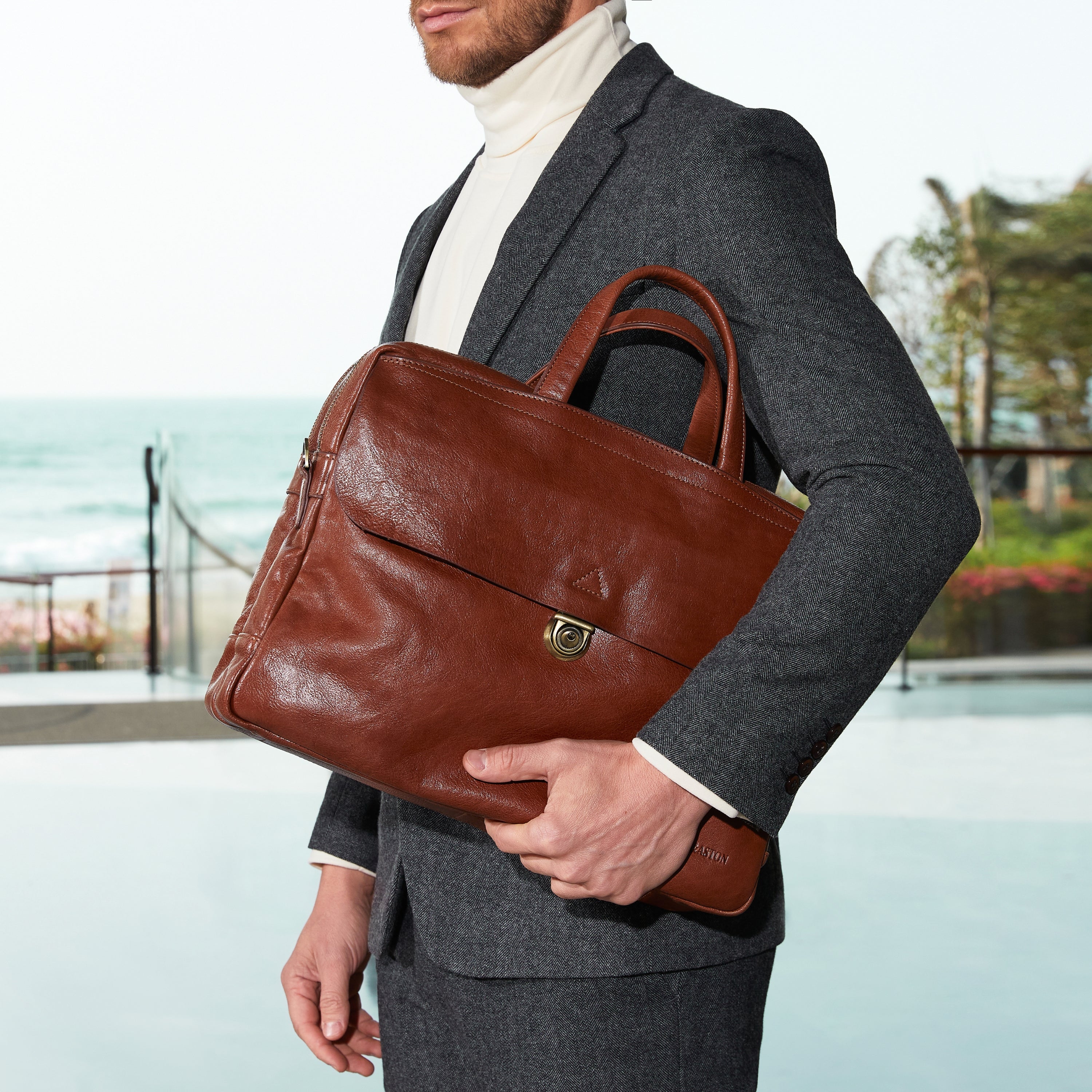 Sergio vegetable cowhide leather briefcase