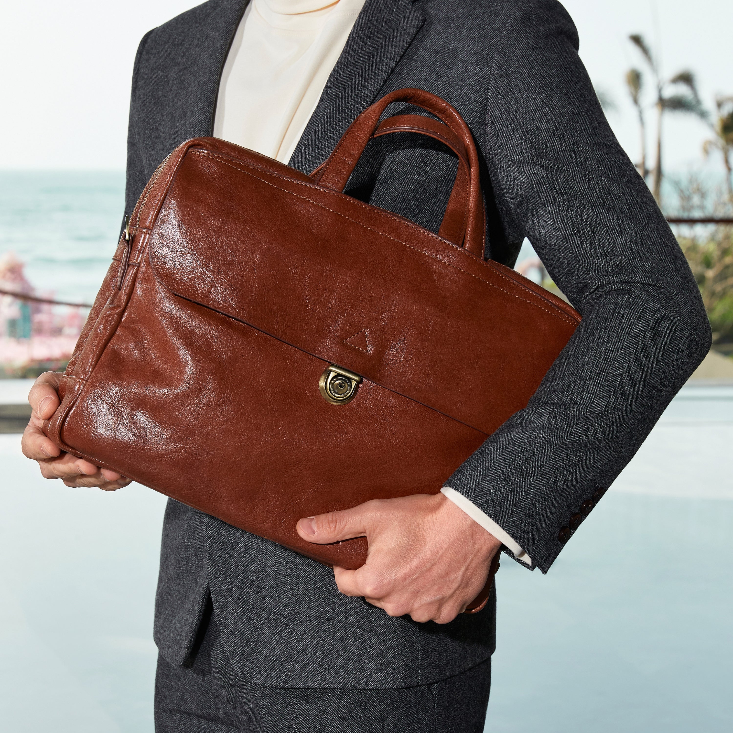 Sergio vegetable cowhide leather briefcase