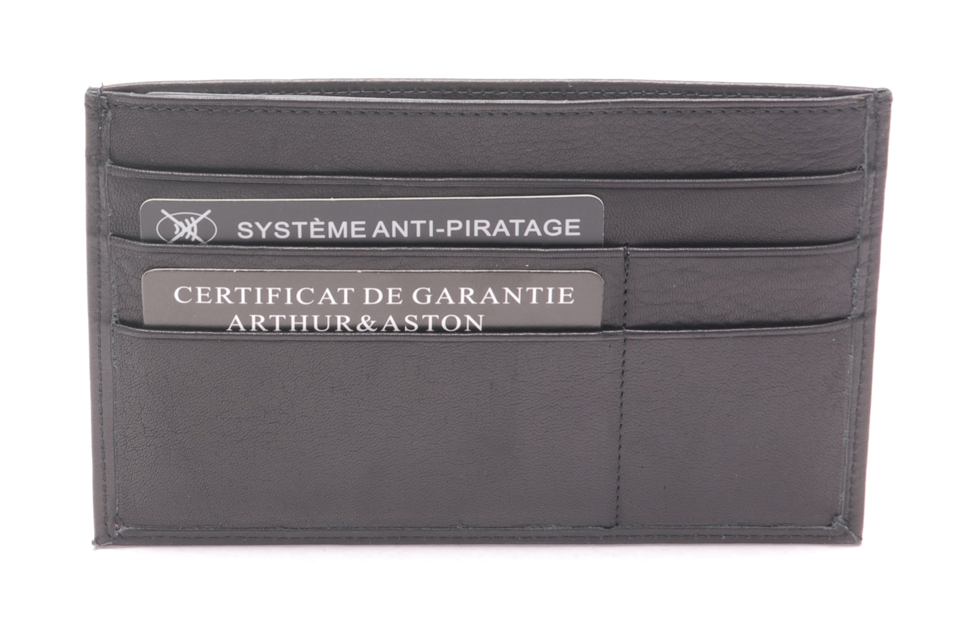 Porte-papiers plat cuir vachette plongé et doublure polyester