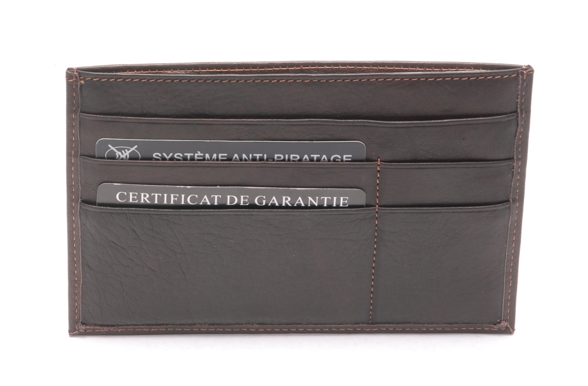 Porte-papiers plat cuir vachette plongé et doublure polyester