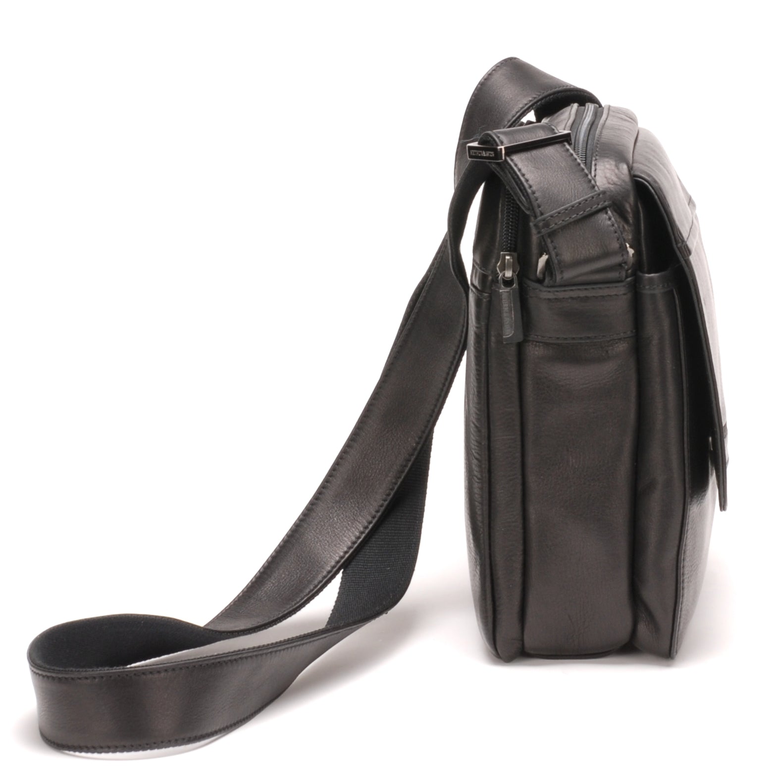 Sac travers cuir plongé noir