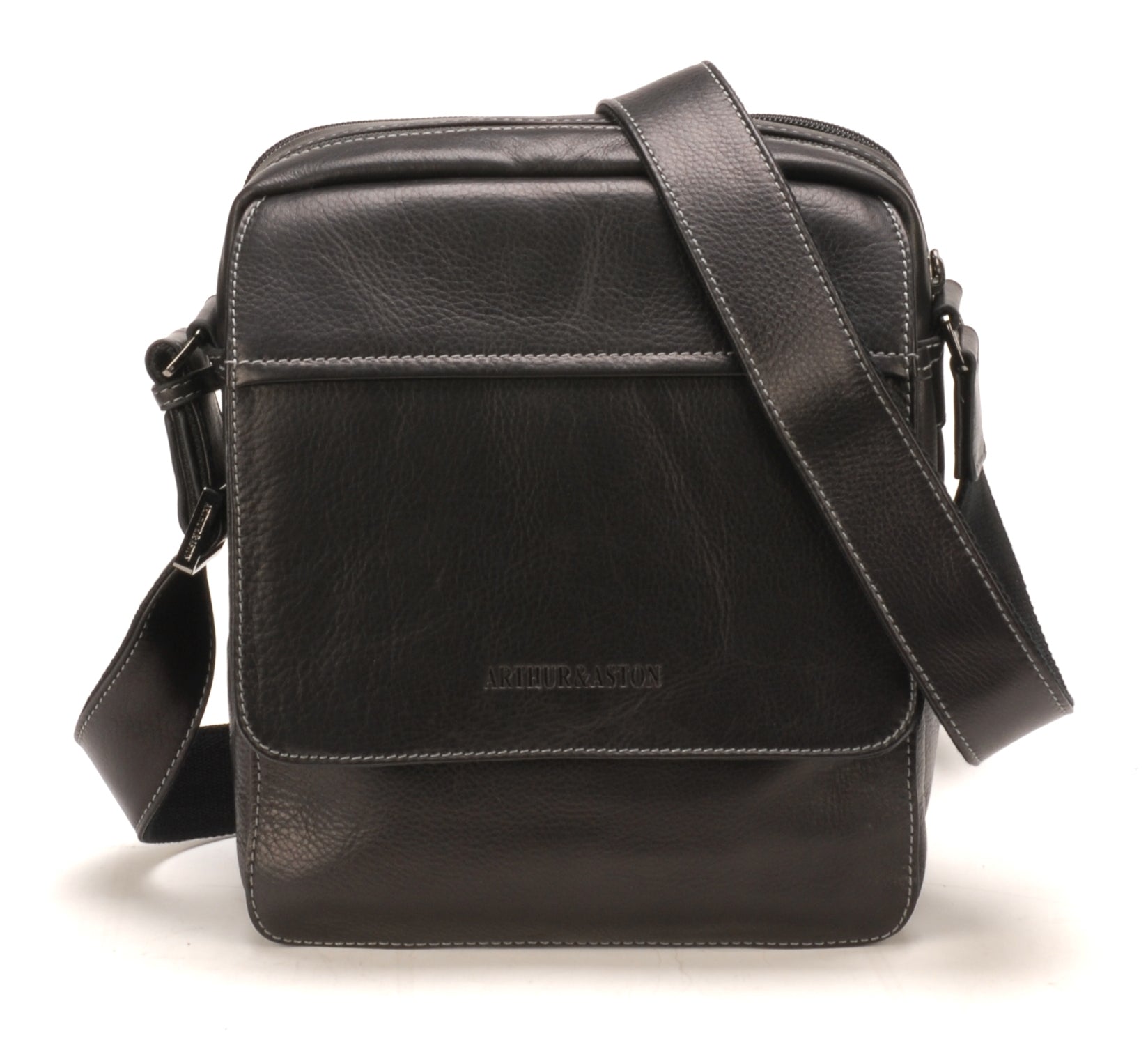 Sac travers cuir plongé noir