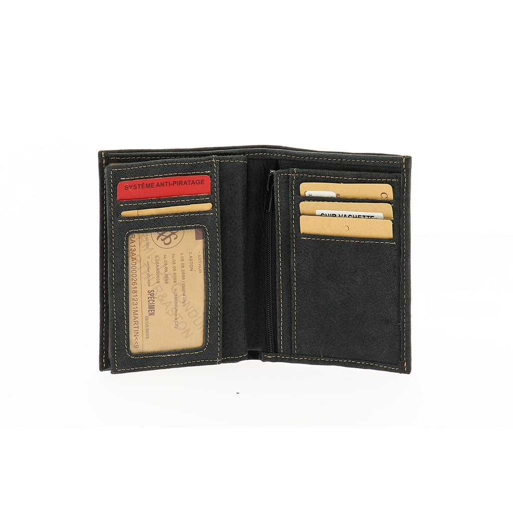 Cristiano 3-fold wallet in destroyed leather