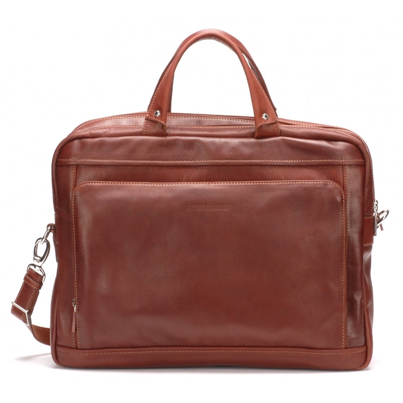 Pablo 1-gusset briefcase in dipped leather