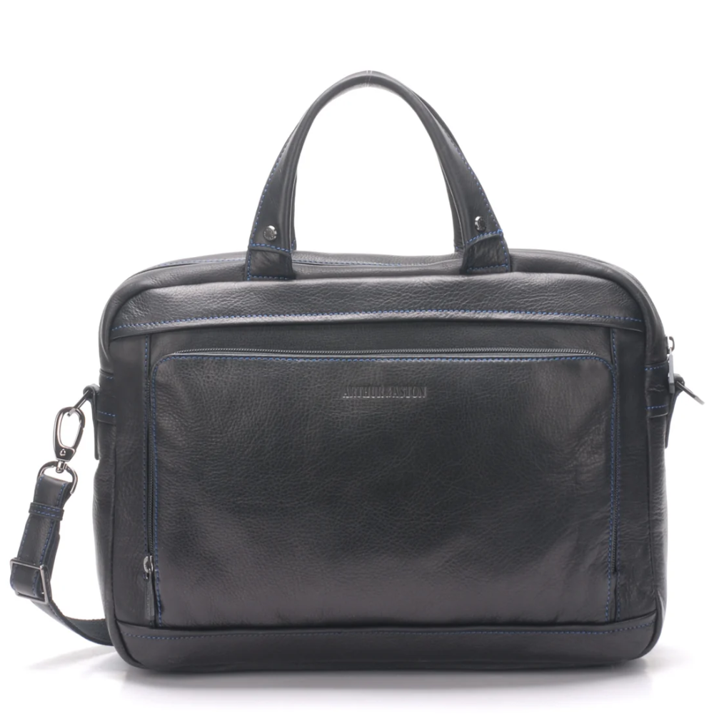 Pablo 1-gusset briefcase in dipped leather